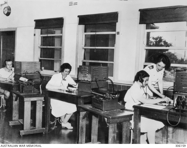 WRANS telegraphists at work on Morse code communications equipment at HMAS Harman, Canberra (AWM 306159, www.awm.gov.au/collection/C259383)