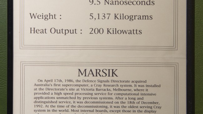 Cray X-MP MARSIK specifications and history plaque