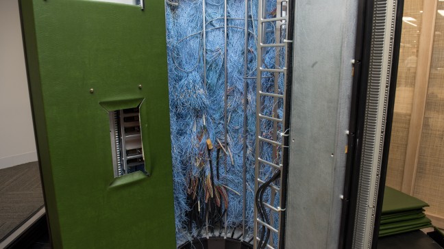 Remaining Cray X-MP MARSIK wire mat, August 2022. Shortest cable path defined horseshoe shape.