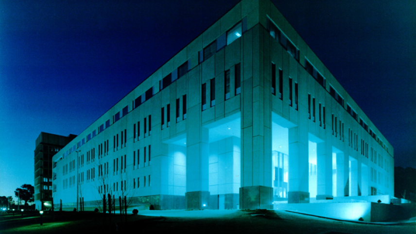 R5 building at Russell, Canberra at night. 