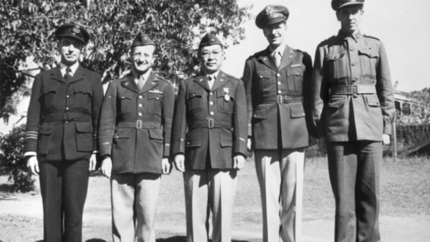 Left to right: Wing Commander H. Roy Booth, RAAF, Deputy Director of The Bureau, Colonel A. Sinkov, US Army, Senior Executive Officer, Captain C. S. Yamagata, Colonel H. Erskine, USA, Deputy Director, Colonel A. W. Sanford, AIF, Deputy Director. (https://www.awm.gov.au/collection/C244805)