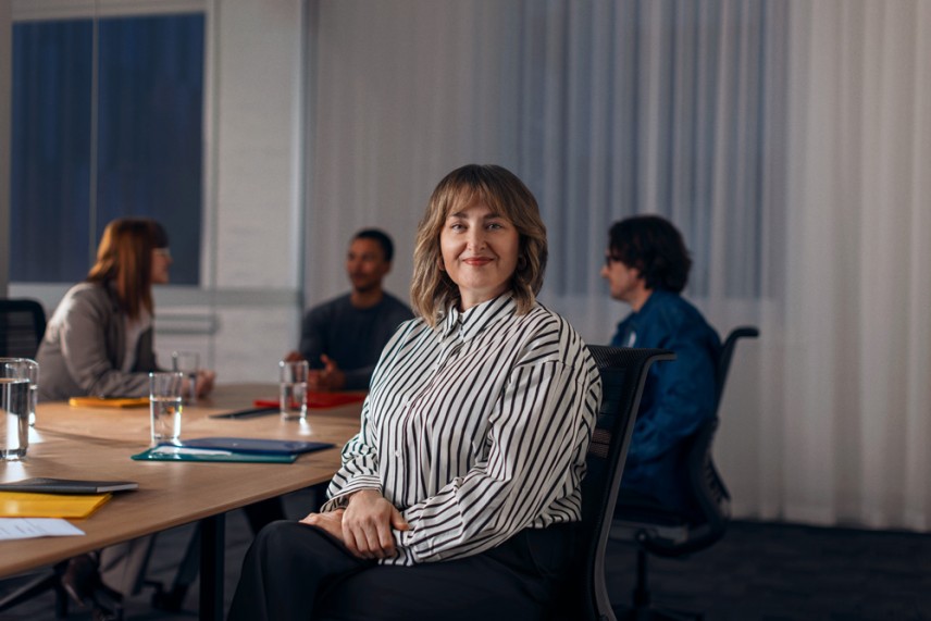 Woman sitting in a meeting