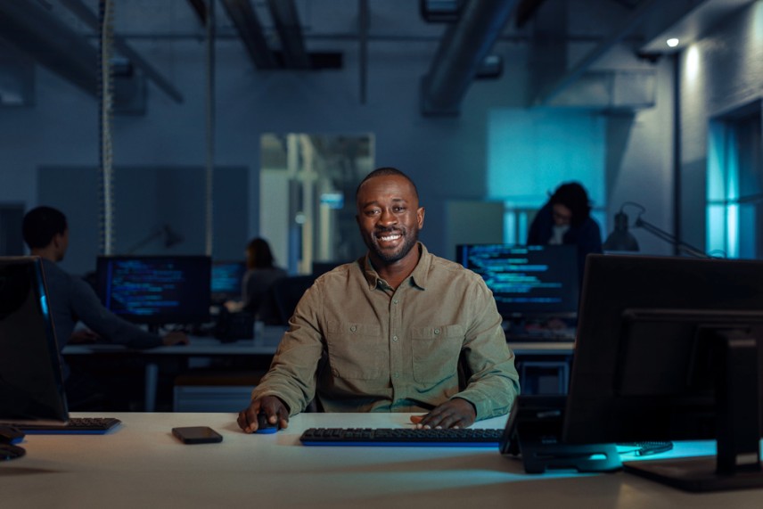 Man sitting at a work desk
